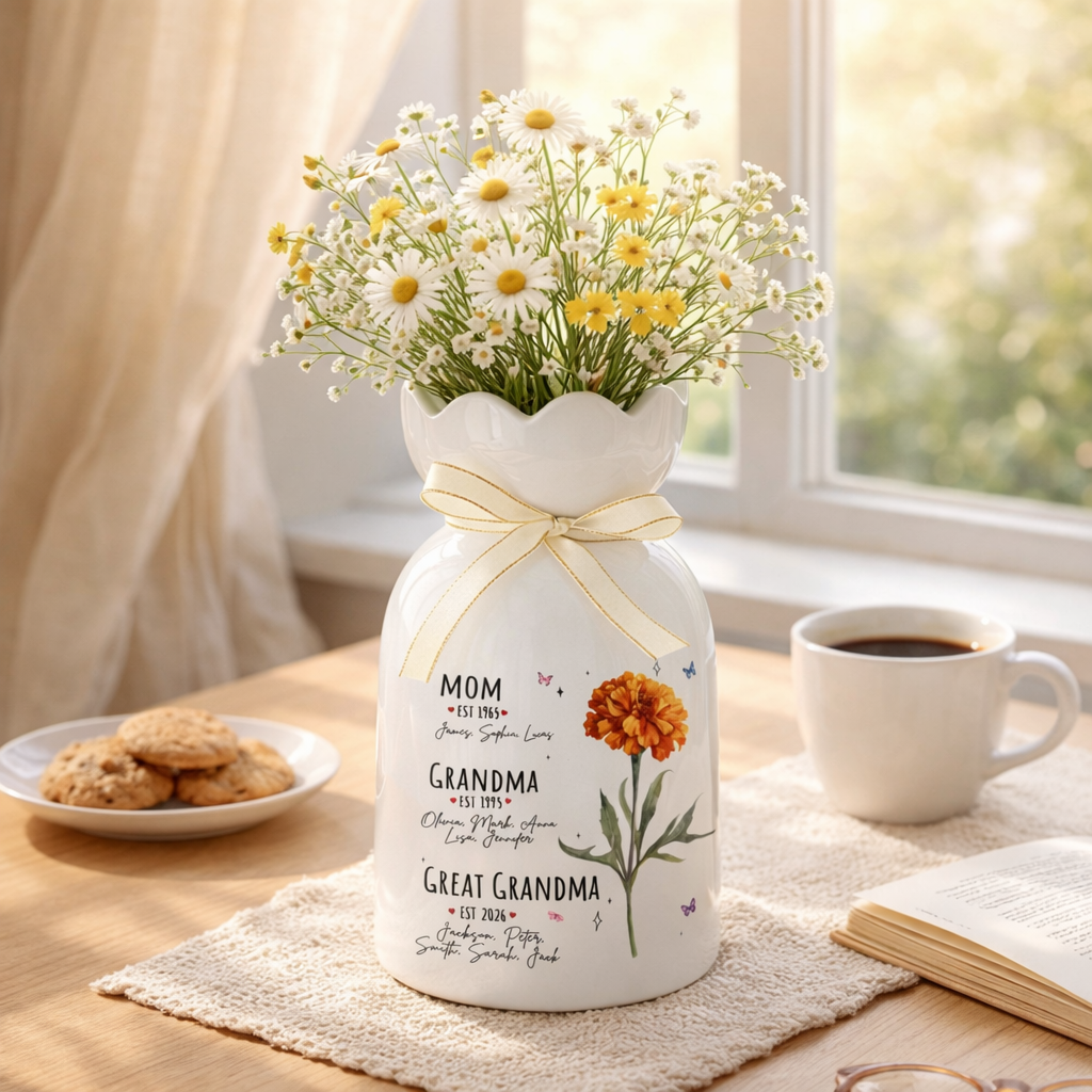 Custom Great Grandma Flower Vase, Great Grandma Gift, Mother's Day Gift for Great Grandmother, Gift from Grandkids, Grammy Gift, Nana Gift