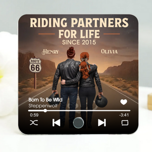 Route 66 Riding Partners For Life - Personalized Music Fridge Magnet - Valentine's Gift, Anniversary Gift For Biker Couple
