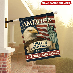 Custom Family Name Celebrate 250th Anniversary Garden Flag, 4th of July Gifts, Patriotic Gifts