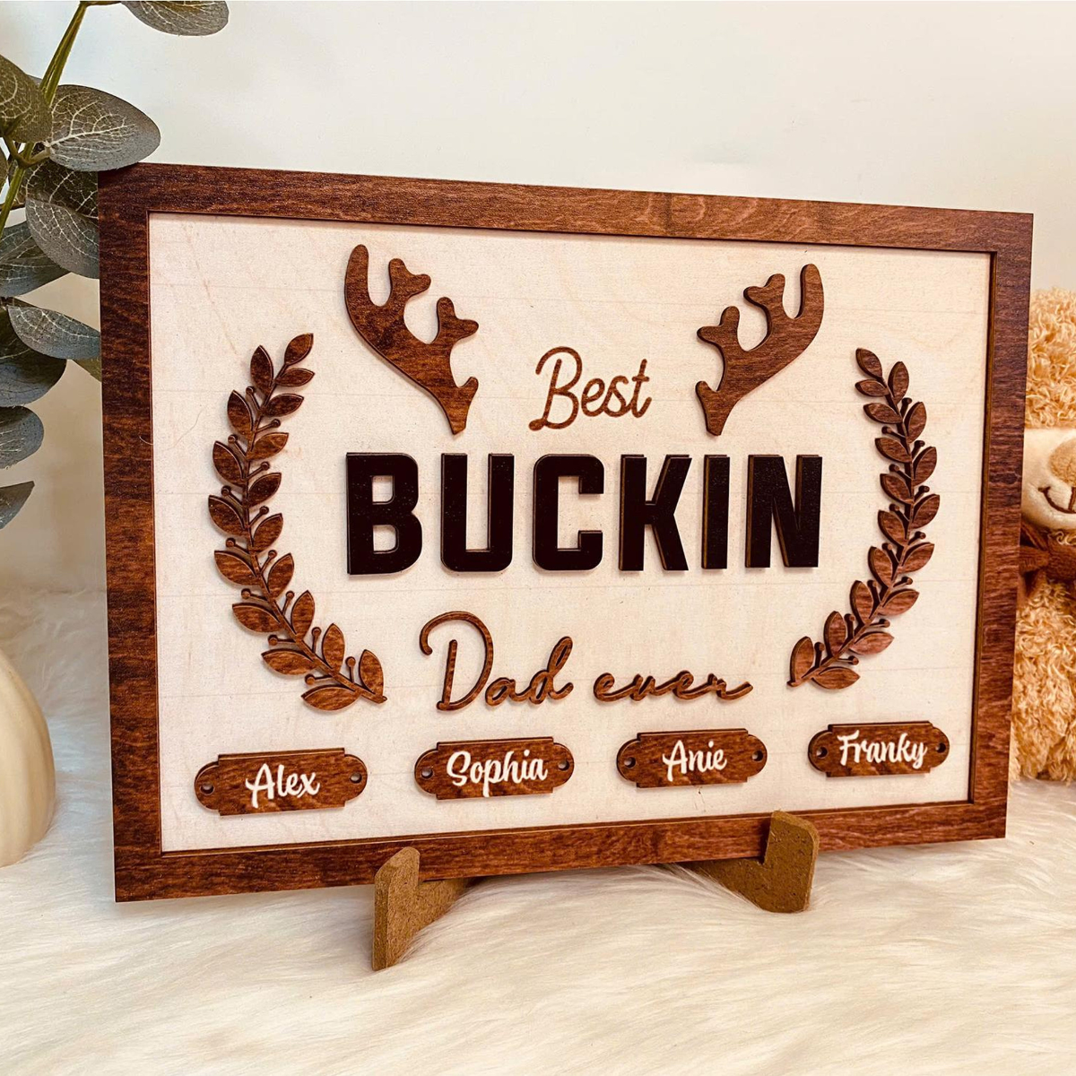 Best Buckin' Dad Ever Personalized Wooden Plaque, Dad Gift, Grandpa Gift, Father's Day Gift, Best Buckin' Grandpa Sign