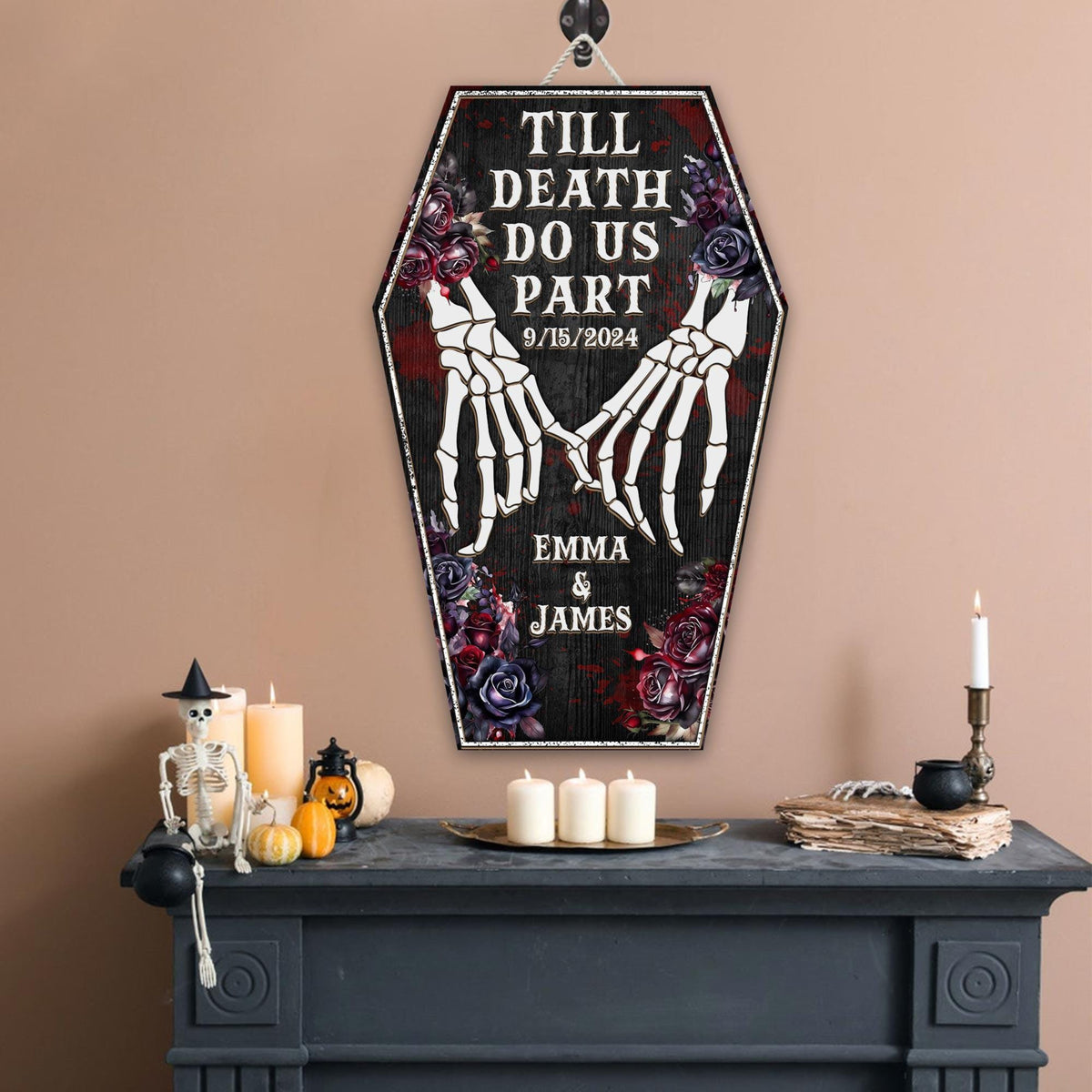 Personalized Skeleton Couple Sign, Halloween Sign For Couple, Halloween Decor, Anniversary Gifts, Halloween Wedding Decor