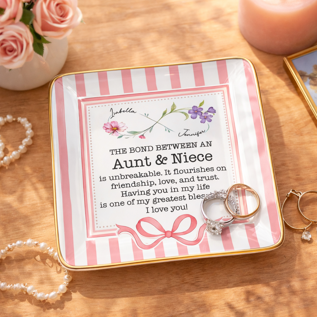 The Bond Between An Aunt & Niece, Flowers & Ribbon Decor, Personalized Gift For Family