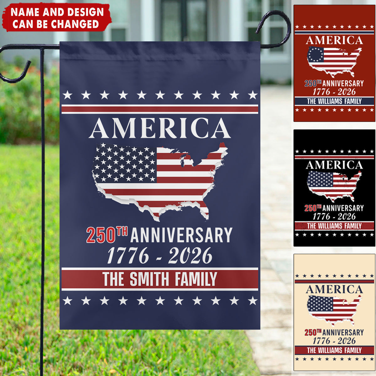 Personalized Family Name 250th Anniversary Garden Flag
