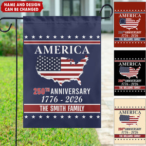 Personalized Family Name 250th Anniversary Garden Flag