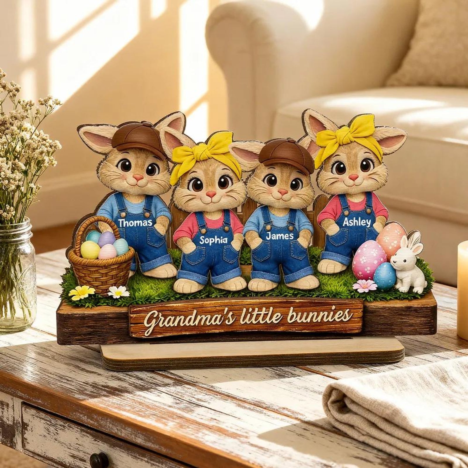 Personalized Grandma's Little Bunnies Wooden Plaque, Easter Gift For Grandma, Farmhouse Decor, Thanksgiving Plaque, Mothers Day