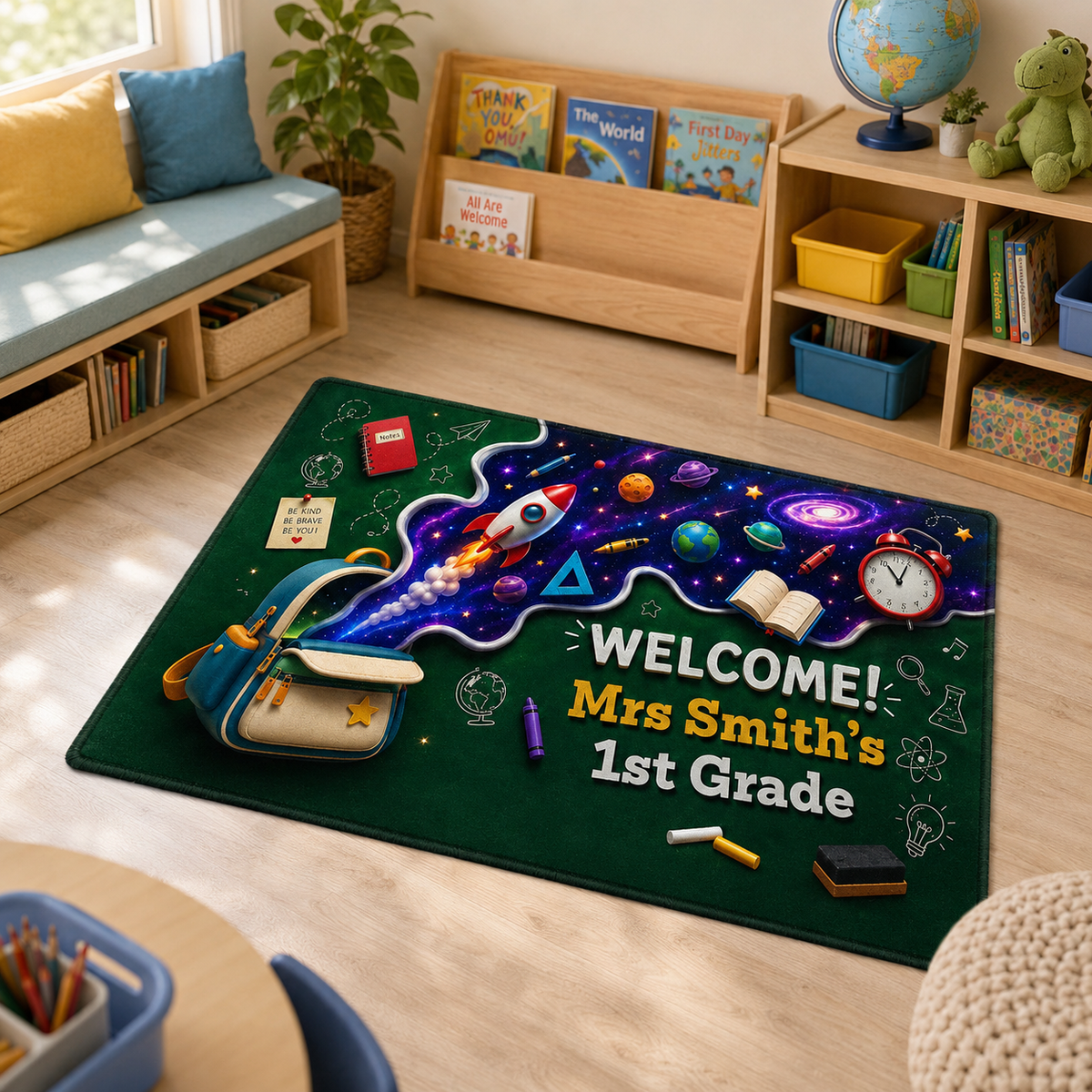 Out Of This World Adventure Welcome To Classroom - Personalized Doormat - Back To School Gift For Teacher, Classroom Decor