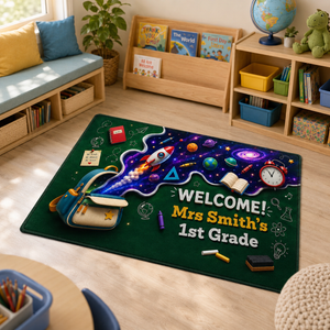 Out Of This World Adventure Welcome To Classroom - Personalized Doormat - Back To School Gift For Teacher, Classroom Decor