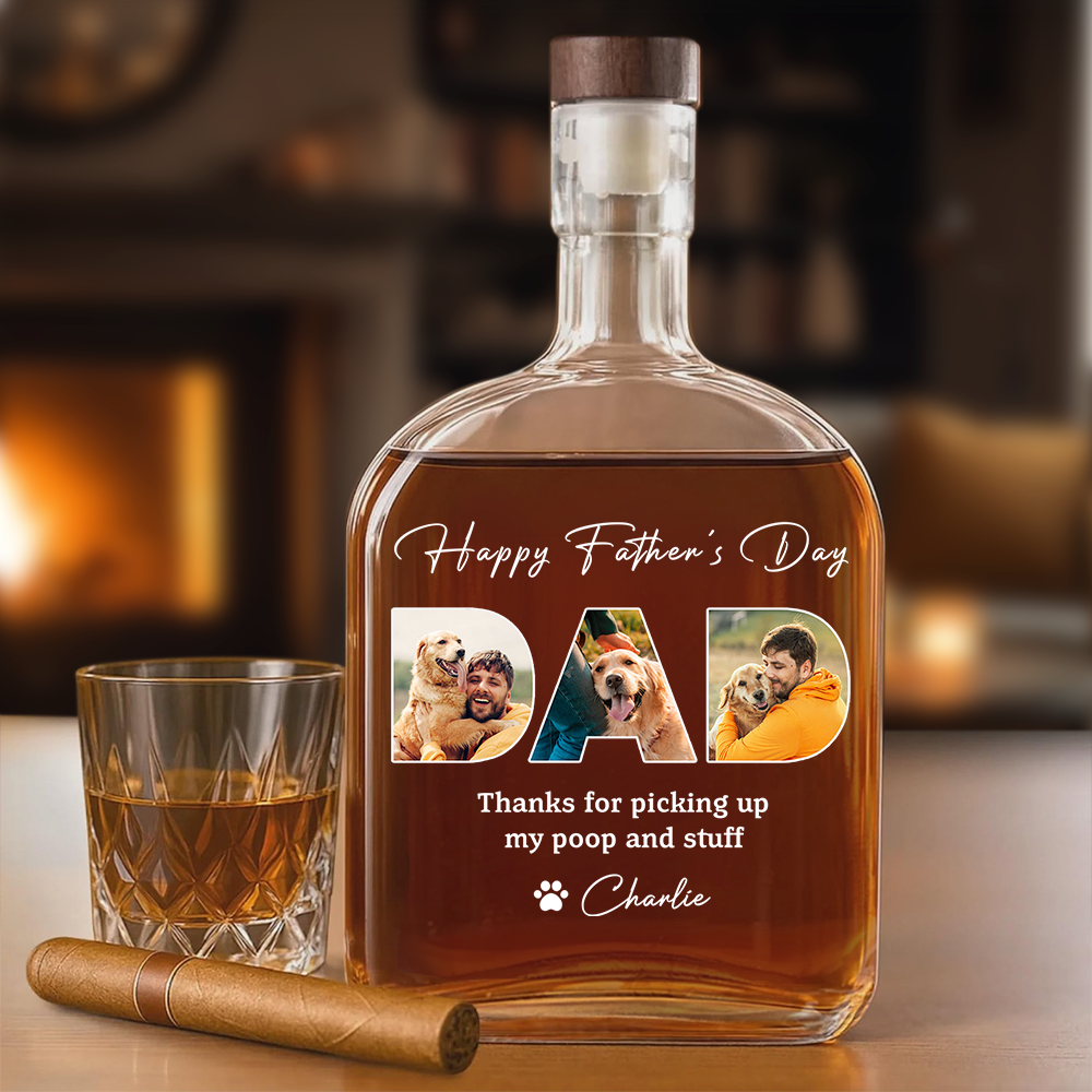 Thanks For Picking Up My Poop And Stuff Custom Photo - Personalized Whiskey Bottle - Gift For Dog Lover
