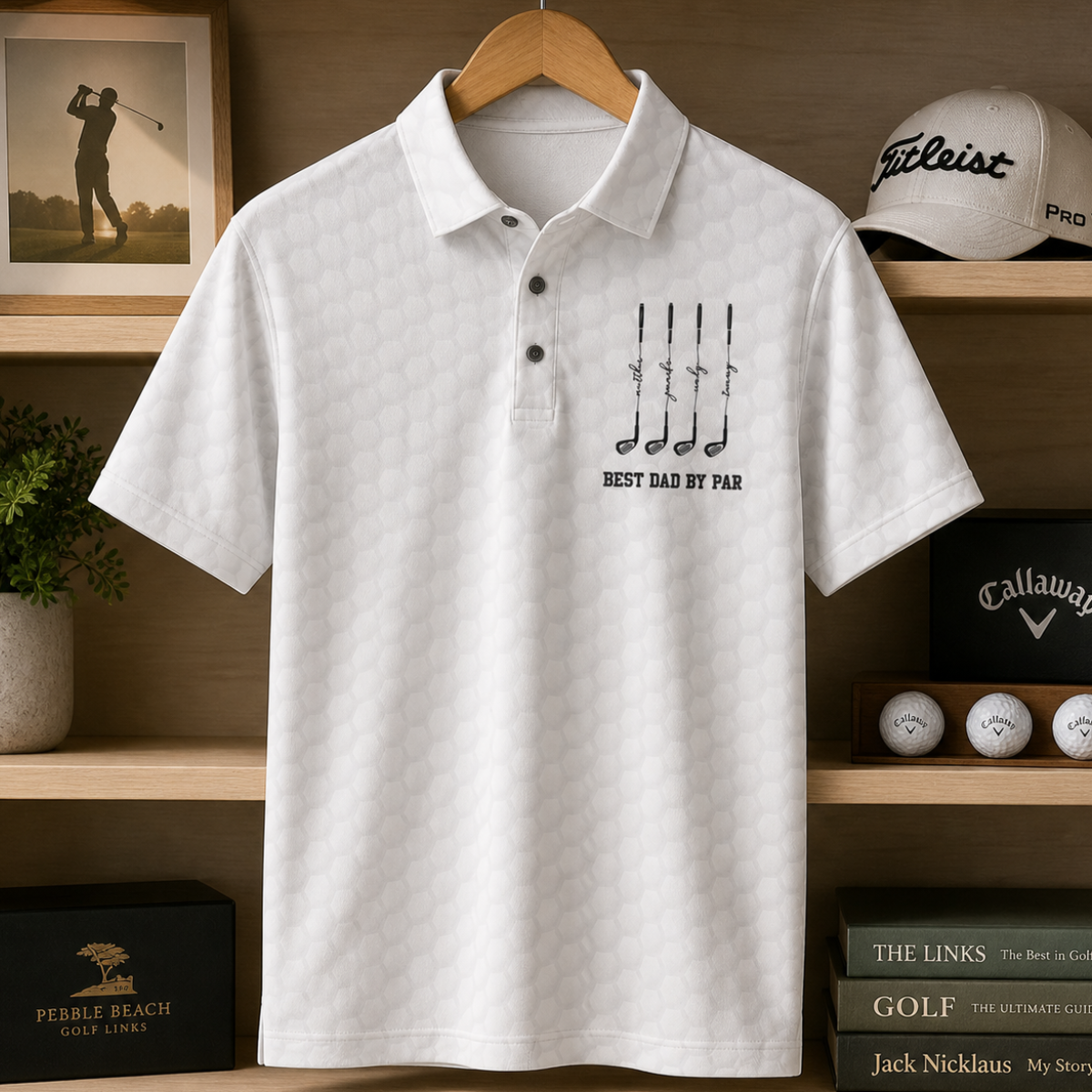 Best Dad By Par Golf Polo Shirt Personalized Golf Clubs Father s Day Performance Polo