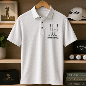 Best Dad By Par Golf Polo Shirt Personalized Golf Clubs Father s Day Performance Polo