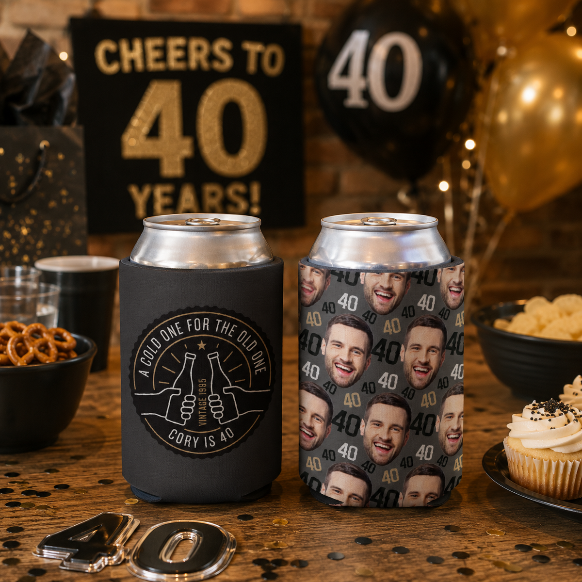 Birthday Picture Face Can Cooler, Cold One For The Old One, Custom Can Coolers, Birthdays And Party Favors