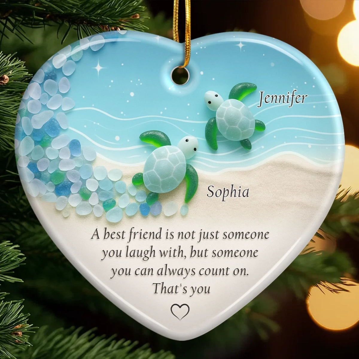 Turtle Friends Through Every Tide - Personalized Ornament - Christmas Gift For Friends
