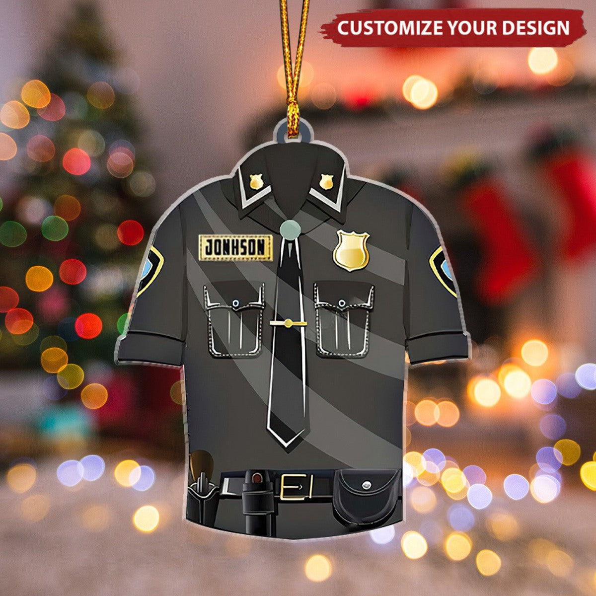 Custom Police Christmas Ornament, Personalized Bulletproof Police Vest Ornament Office Decor
