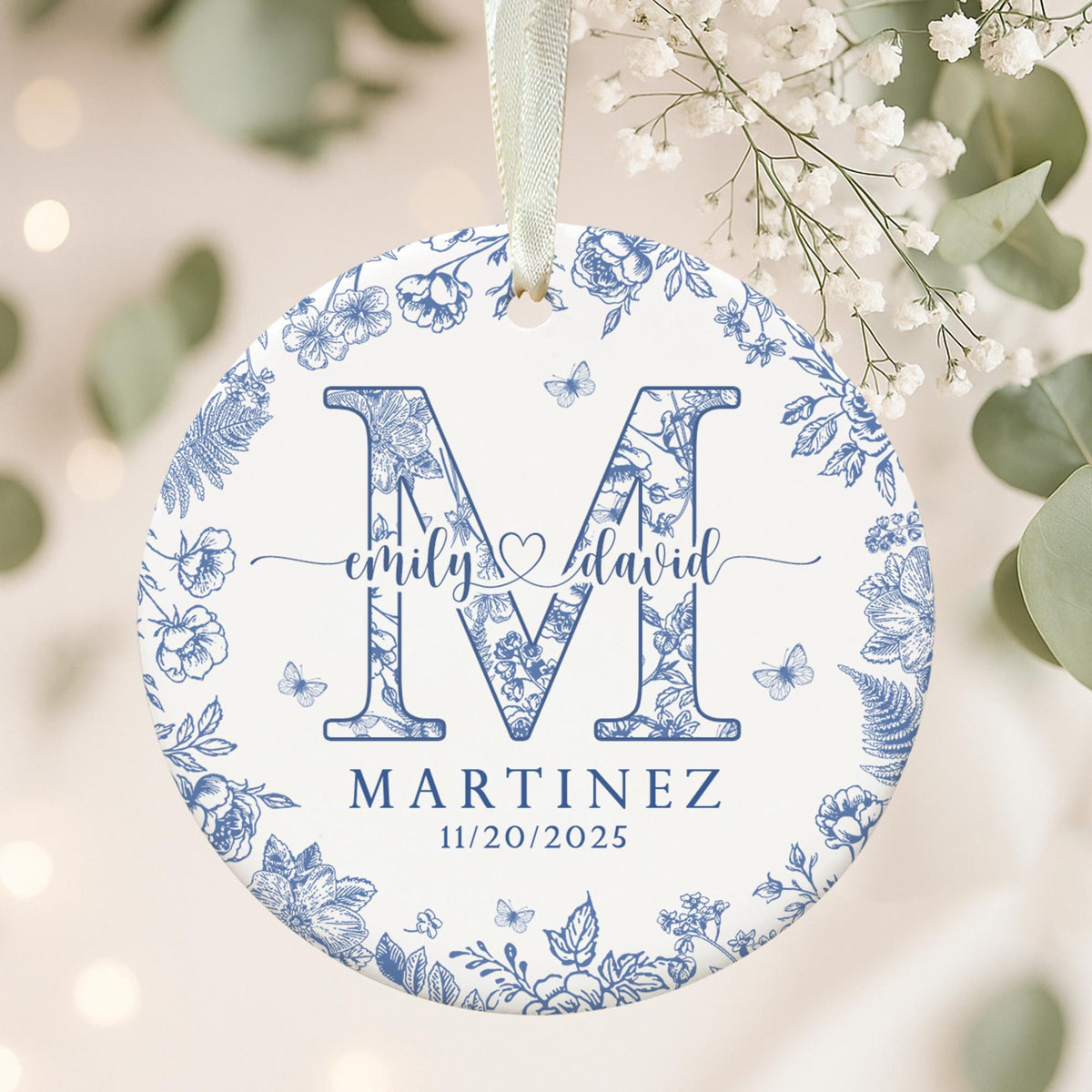 Personalized Couple Name Ornament, Engagement Gift, Custom Family Name Ornament, Wedding Gift For Couples, Newly Engaged, Anniversary Gift