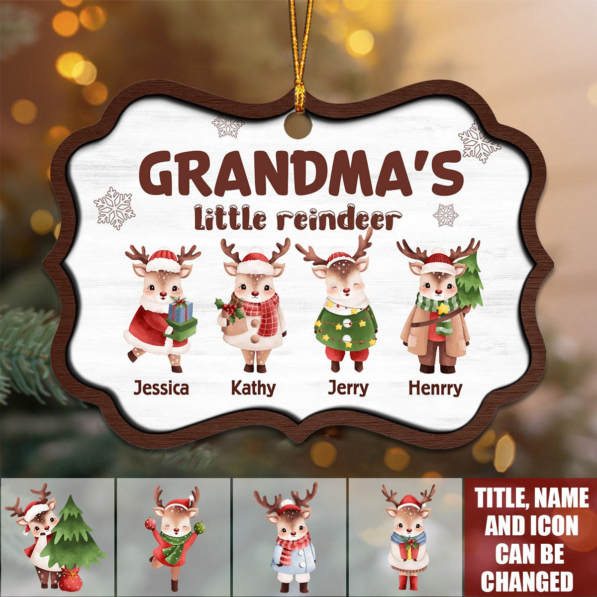 Grandma's Little Reindeers Cute Christmas - Personalized Ornament - Christmas Gift For Mom, Grandma