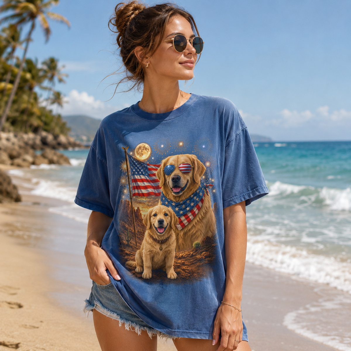 Comfort Colors Custom Patriotic Pet Shirt, Personalized Dog Cat Photo Shirt, 4th of July Pet Shirt, Custom Dog Shirt, America 250 Shirt