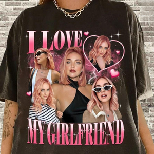 I Love My Girlfriend Shirt Custom Photo, Valentine Gift I Love My Girlfriend Custom Picture, Girlfriend Bootleg Tee Shirt, 90s Bootleg Shirt