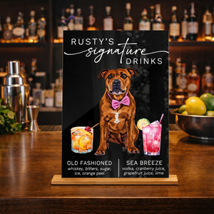 Wedding Bar Menu Sign with Dog, Open Bar Sign, Dog Wedding Bar Sign, Pet Signature Drink Sign, Cat Signature Cocktail Sign, Acrylic Wedding