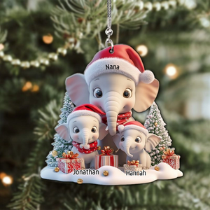 Personalized Cute Elephant Shaped Ornament, Cute Gift For Christmas Holiday, Family Gift