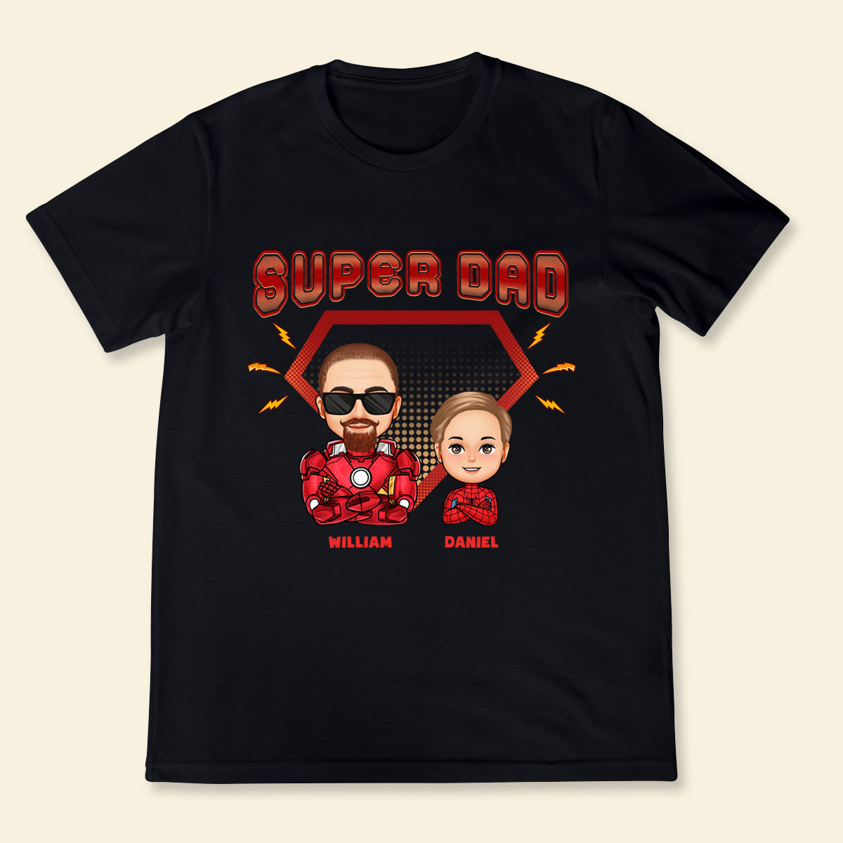 Super Dad Cool Man & Kids - Personalized Apparel - Gift For Father , Grandpa, Father's Day