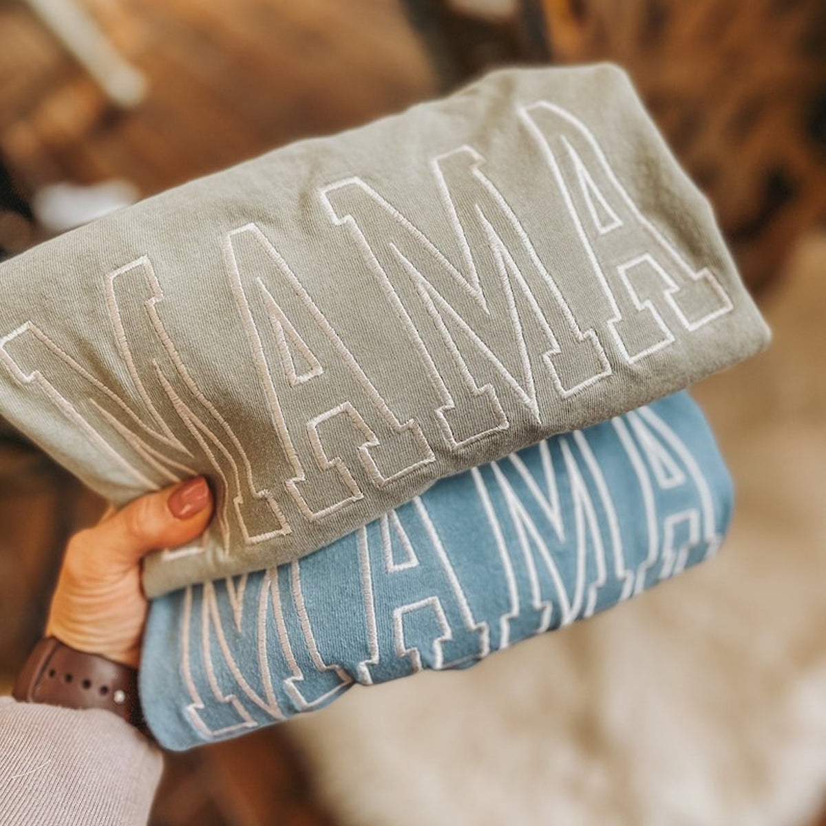 Mama Embroidered Sweatshirt, Custom Mama Shirt
