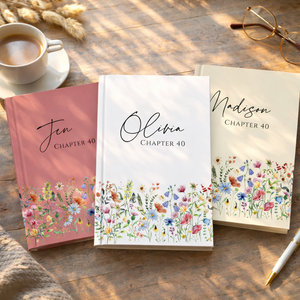 40th Birthday Gift for Her-Personalized Chapter 40 Journal with Wildflowers, Custom Name Notebook for 40 Years Old Birthday, Birthday Book