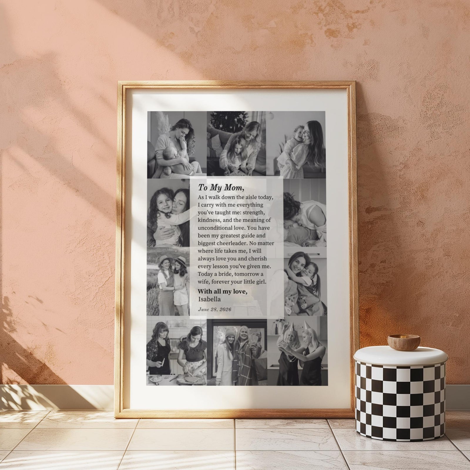 Mother of the Bride Gift, Custom Photo Collage Picture Frame Wedding Template, Gift from Daughter, Wedding Gift for Mom