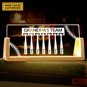 Baseball Grandpa Gift with Grandkids Names,Custom Grandpa's Team Night Light, Dad Gifts from Daughter Son, Father's Day Gift, Baseball Coach