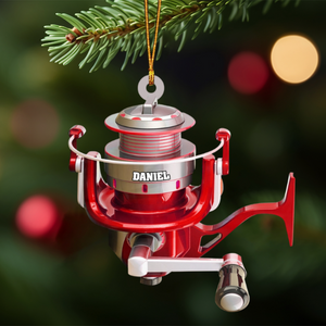 Personalize Christmas Fishing Reel Ornament, Fisherman Gift