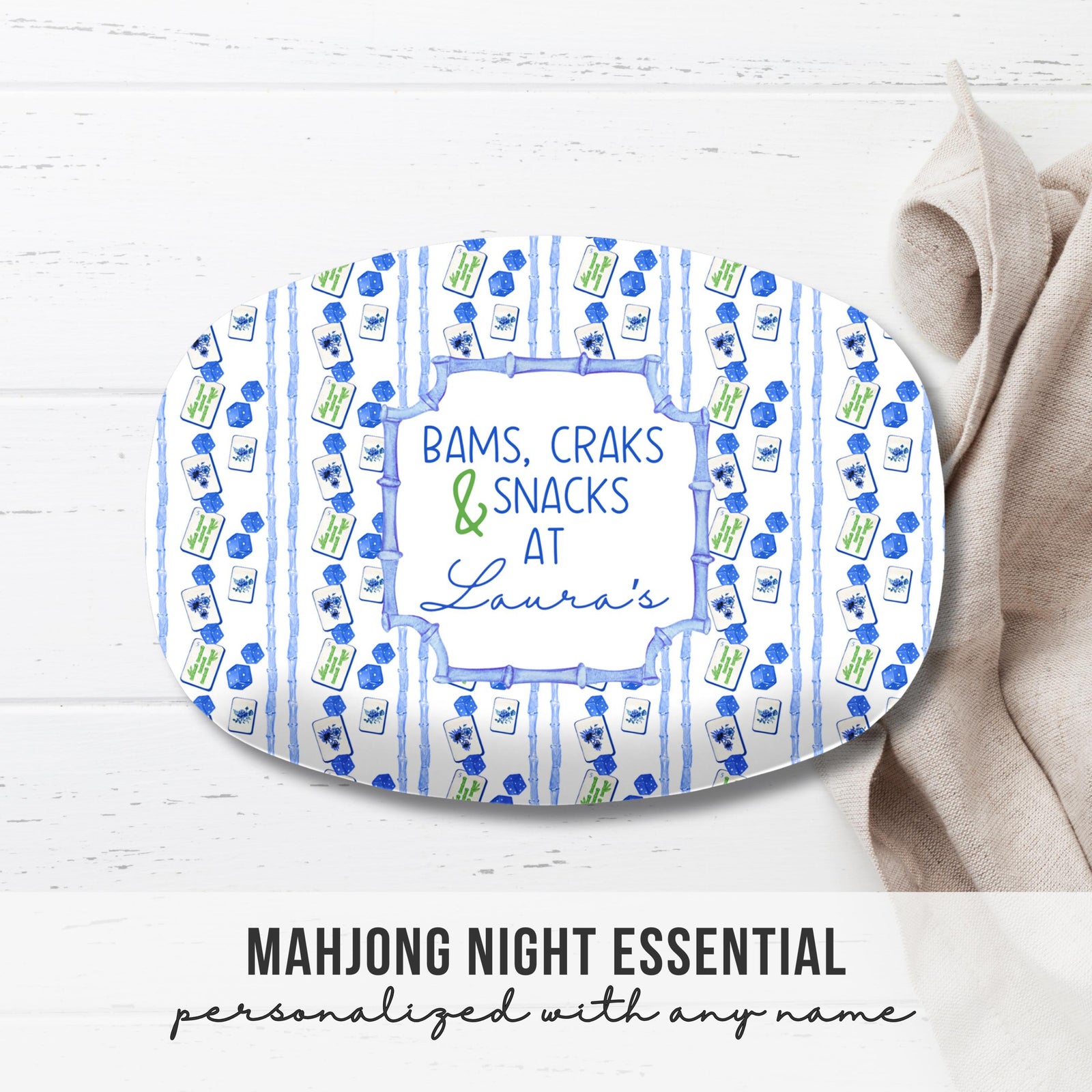 Mahjong Personalized Platter, Game Night, Mahjong Gifts, Mahj Girls Party Decor, Mahjong Dessert Plate