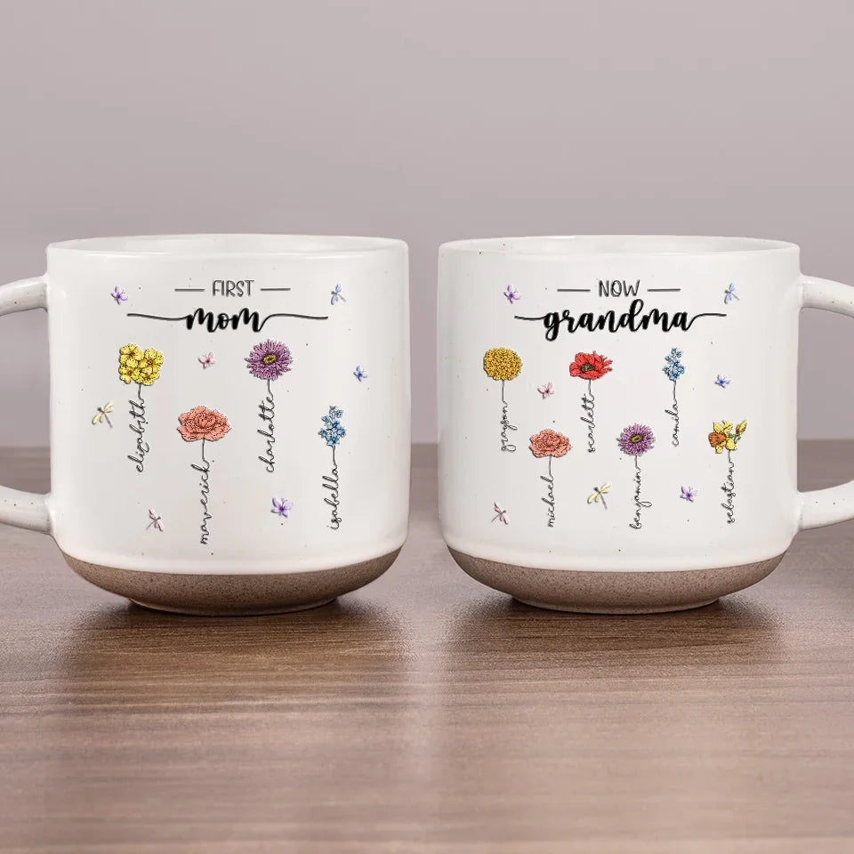 First Mom, Now Grandma - Custom Printed Pottery Mug - Gift For Mom, Grandma