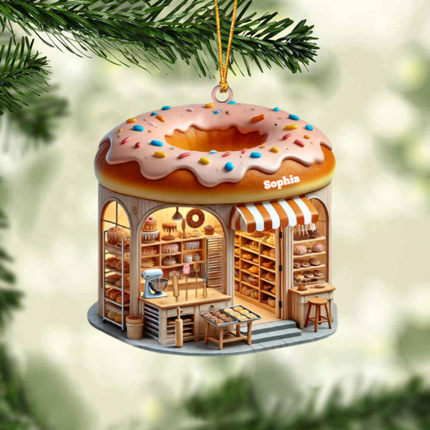 Custom Name Bakery Ornament, Christmas Decoration For Bakery Shop