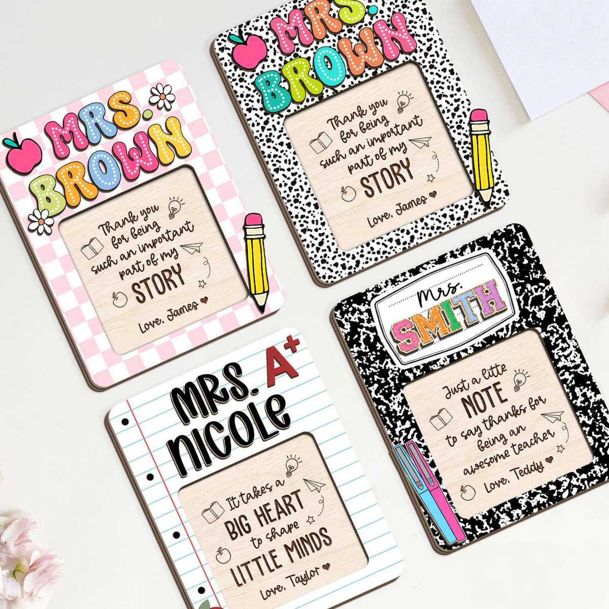 Personalized Teacher Gifts, Teacher Sticky Note Holder, Teacher Appreciation Gifts, Teacher Notepad Holder, Thank You Teacher Gifts Idea