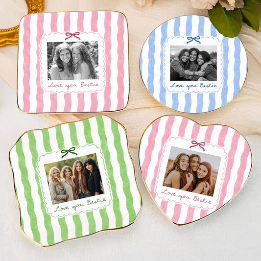 Personalized Photo Ring Dish, Custom Bestie Jewelry Tray, Bridesmaid Trinket Dish, Friendship Gift, Bridal Party Keepsake
