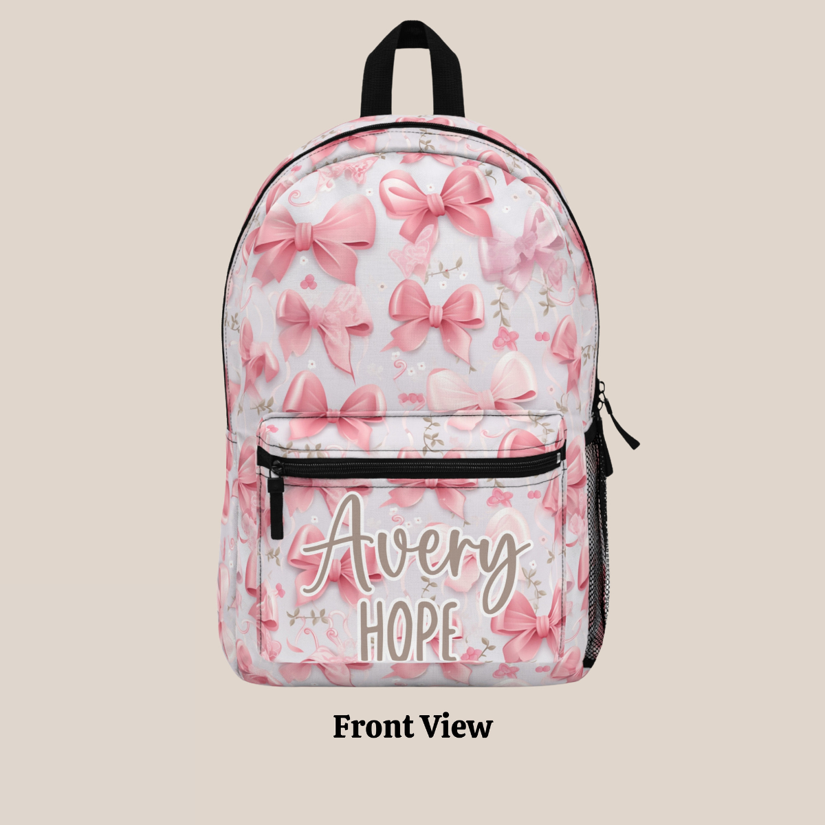 Personalized Coquette Pink Bow Backpack, Soft Girl Era Back To School Bookbag, Custom Travel Backpack, Birthday Gift