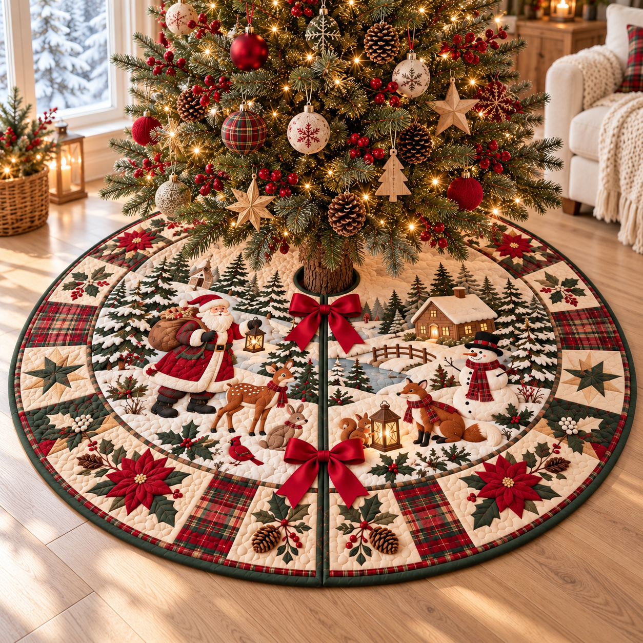 Santa Reindeer Christmas Tree Skirt, Winter Forest Holiday Decor 1a047715-7f69-43d7-9377-e71e377a4635-banner-1.png