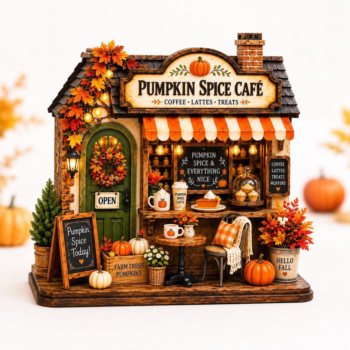 Personalized Autumn Coffee Shop Wooden Block, Custom Fall Café Shelf Decor, Rustic Harvest Village House, Cozy Thanksgiving Gift 1a2ef886-7d23-4d9e-8403-70f79285e0f1-5.jpg