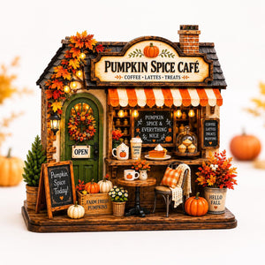 Personalized Autumn Coffee Shop Wooden Block, Custom Fall Café Shelf Decor, Rustic Harvest Village House, Cozy Thanksgiving Gift 1a2ef886-7d23-4d9e-8403-70f79285e0f1-5.jpg