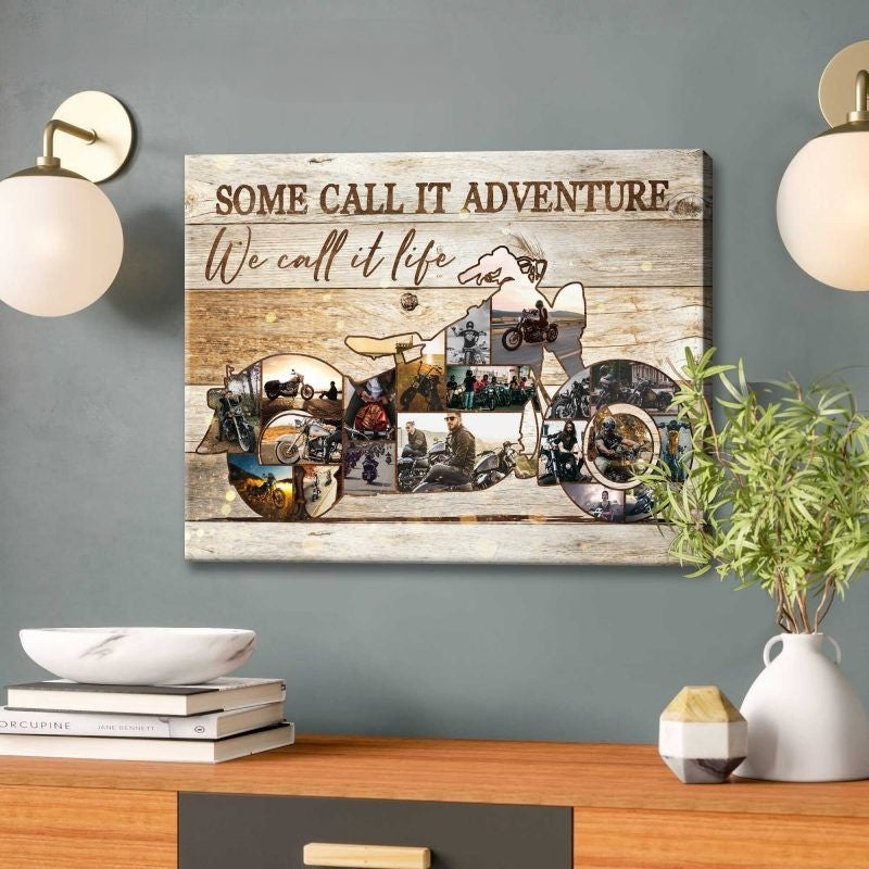 Motorcycle Gift, Motorcycle Wall Decoration, Motorcycle Photo Collage Canvas Wall Art, Gift For Boyfriend, Husband, Valentine's Day