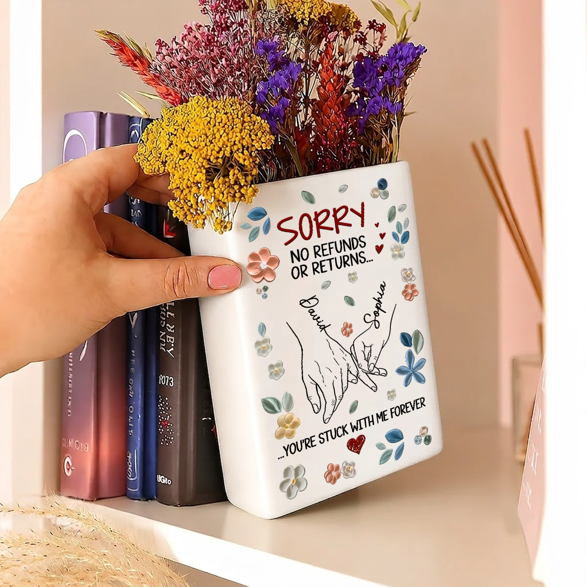Couple Handhold Floral - Personalized Ceramic Book Vase 1a344933-d992-48da-b601-c3c9c0a7434b-2-38-.png