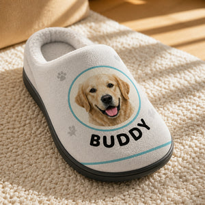 Custom Pet Face Cozy Slippers – Single Photo Badge with Name Pattern - Personalized Fleece Slipper 1a4f32fe-f1bd-46b1-a325-bff8e0f1fa64.jpg