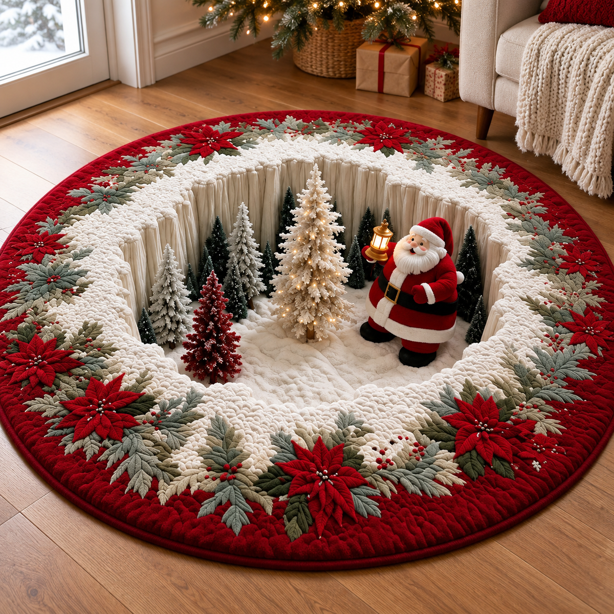 Christmas Santa Quilted Round Mat, Santa Claus 3D Illusion Rug, Christmas Tree Skirt, Holiday Floor Decor, Winter Rug, Christmas Rug 1a6cd9ee-0236-473c-bee0-ce3ff3eef628-6fe964b2-24c4-44de-a06a-386e8fbe9745.png