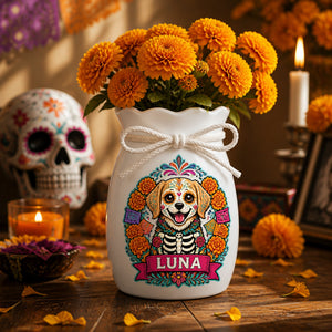 Custom Day of the Dead Pet Portrait Vase – Photo to Calavera Art with Name - Personalized Plant Pot & Vase 1a7c888c-26da-4156-abe9-5aad6fc9e565.jpg