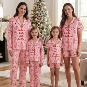 Pink Holly Dolly Christmas Pajamas Set, Cute Coquette Holiday PJs, Pink Christmas Sleepwear, Matching Christmas PJs, Holiday Gift for Her 1a858b32-a965-4954-9159-d62e03486c3d-il_1588xN.8487658872_ngz9.jpg