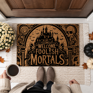 Welcome Foolish Mortals Doormat, Spooky Season, Halloween Mat, Halloween Decor, Welcome Doormat, Spooky Mat, Immortal Gifts, Front Door Mat 1a9fc265-454e-43e8-920e-f2008b152283-10441c20-d983-4dc8-9c33-5737778b6621.png