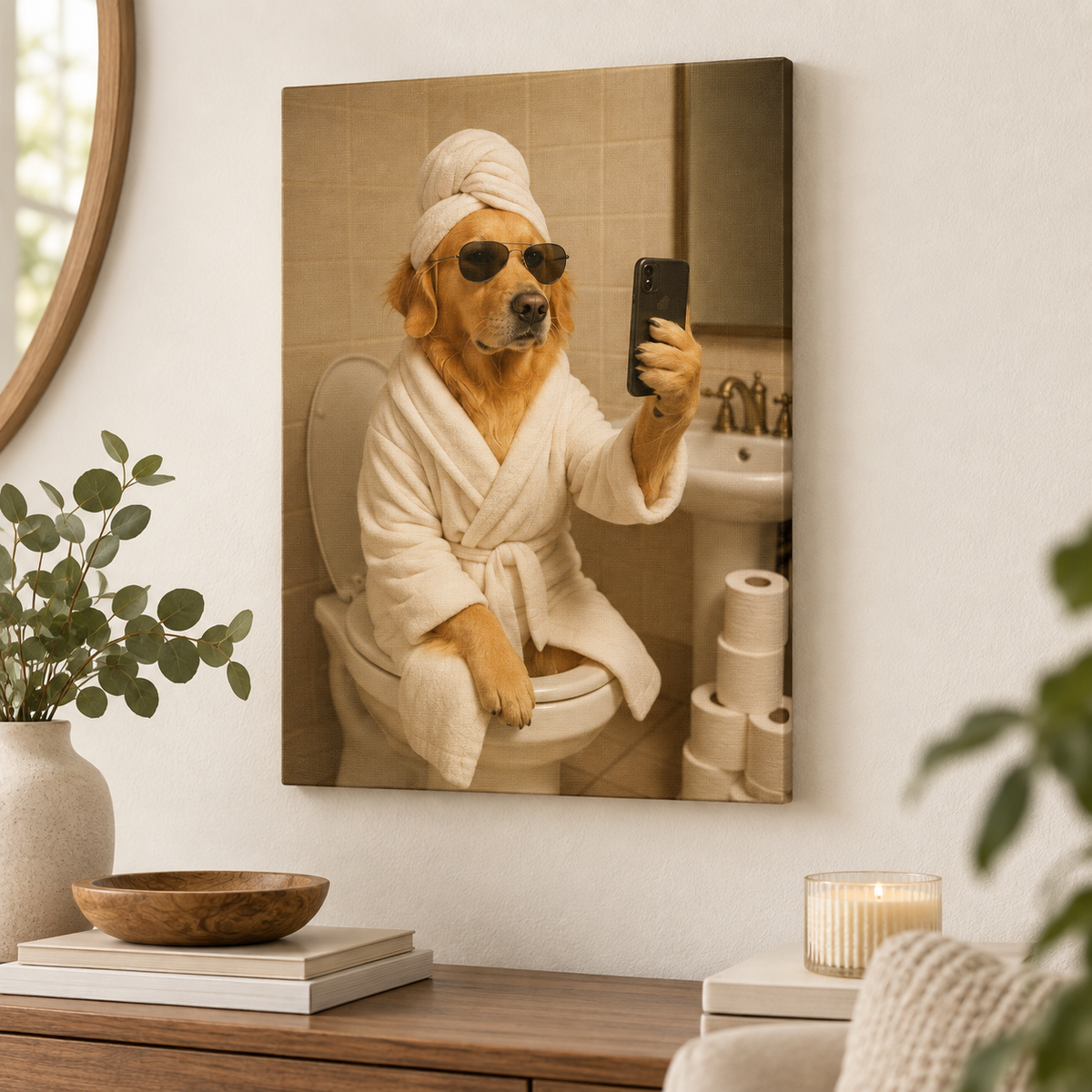 Custom Pet Portrait – Funny Bathroom Pet Art from Photo, Personalized Dog & Cat Gift On Poster, Canvas 1aa5dc7b-5f13-4164-b6ad-7d9f082dbbaf-a3.png