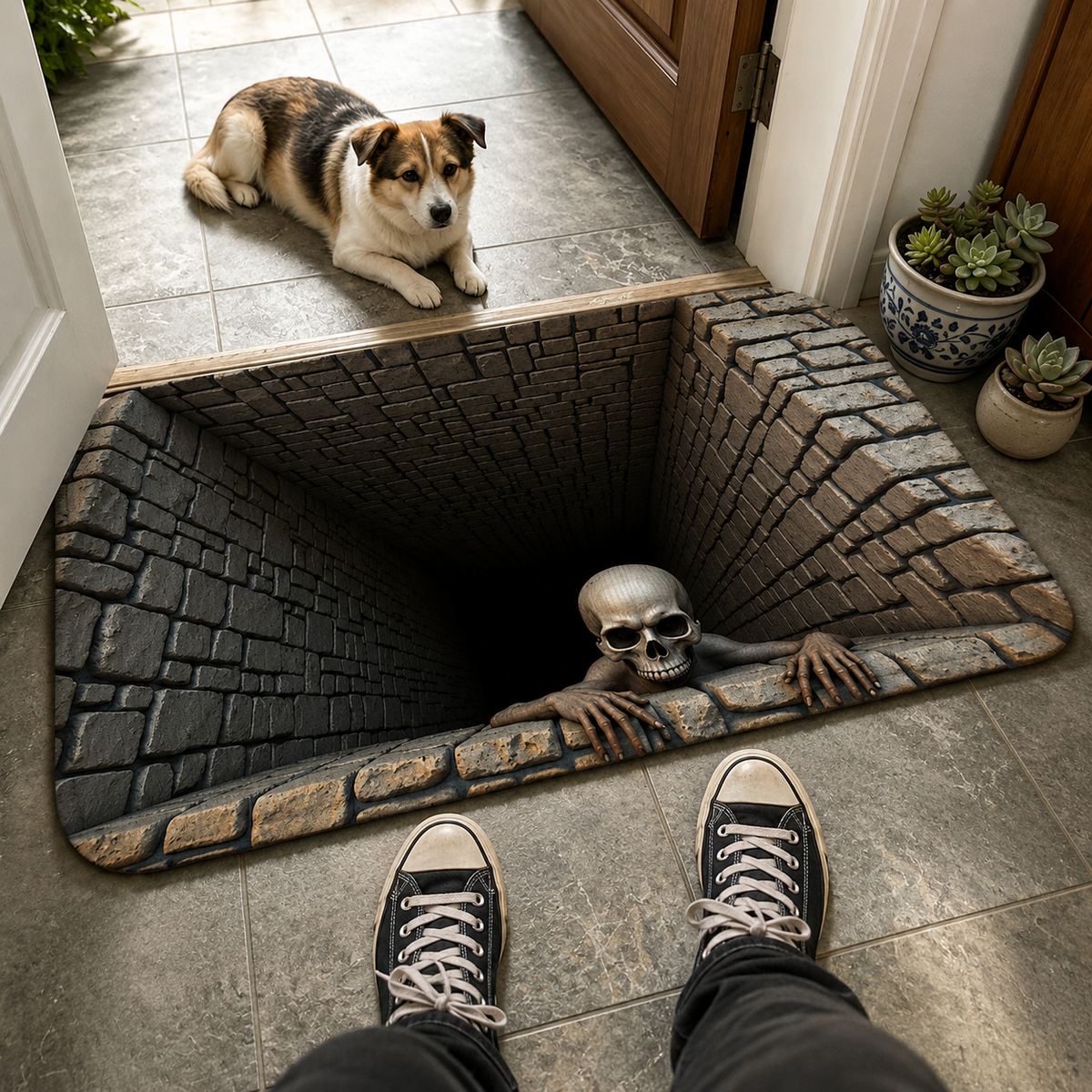 3D Optical Illusion Skull Pit Doormat, Creepy Brick Hole Skeleton Non-Slip Entryway Rug, Spooky Horror Front Door Decor Mat. 1aad632f-64ba-4463-b64f-e9640fe729a7-9e165ea6-a4a2-4381-aac7-bd1bf0d73d9f.png
