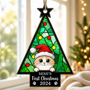 Personalized Cat First Christmas Suncatcher Ornament (Name & Year) - Personalized Suncatcher Ornament 1ab253f9-5af6-40f5-a0a7-38c5363e1e35.png