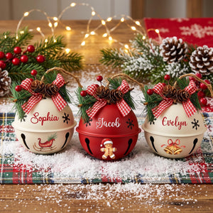 Personalized Christmas Jingle Bell Ornament | Custom Name Family Bauble Plaque | Pine Cone Plaid Bow Tree Hanging Keepsake Decor 1acb4296-0f16-4ba8-96ca-cd3088e8d20f-7.jpg