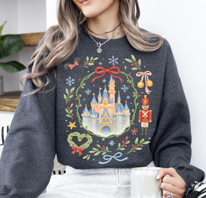 Retro Coquette Bow Disney Castle Christmas Sweatshirt, Magic Kingdom Nutcracker Holiday Crewneck 1ad4dd9c-eed7-43af-bf80-8e59c91f7dd0-cv4.webp
